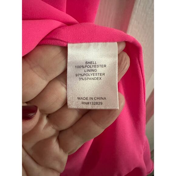 LOVERS + FRIENDS Revolve Teddy Mini Dress Bright Pink Barbie- Sz Medium - Picture 5 of 6